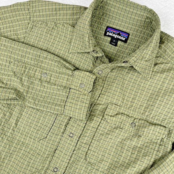 Patagonia Other - PATAGONIA Seersucker A/C Shirt Men Small Plaid Casual Outdoor Hiking Camping VTG